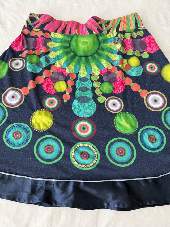 Desigual Dresses & Skirts - Desigual Embroidered Patchwork Skirt Med Y2K Fun Colorful Art To Wear Boho E07